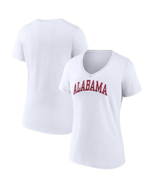 Women's White Alabama Crimson Tide Basic Arch V-Neck T-shirt