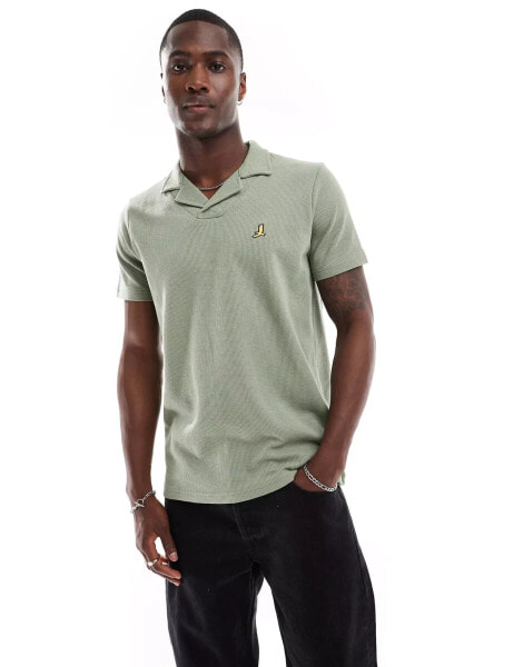 Brave Soul waffle polo shirt in sage green