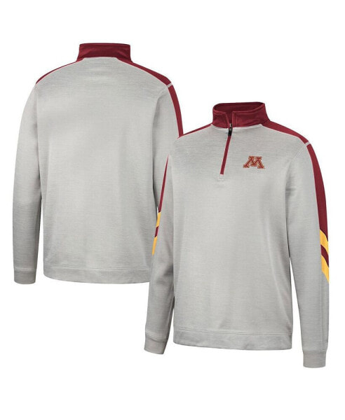 Men's Gray and Maroon Minnesota Golden Gophers Bushwood Fleece Quarter-Zip Jacket