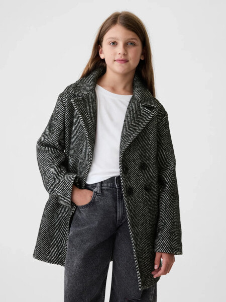 Kids Herringbone Tweed Overcoat