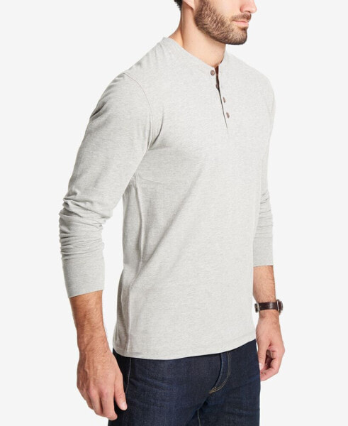 Men's Long Sleeve Brushed Jersey Henley T-shirt