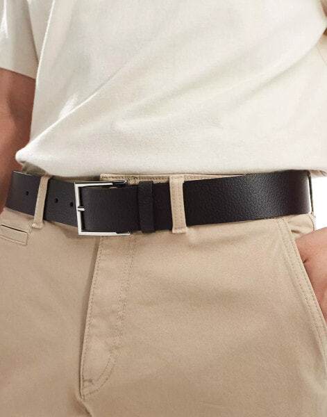 HUGO Red geek leather belt in dark brown