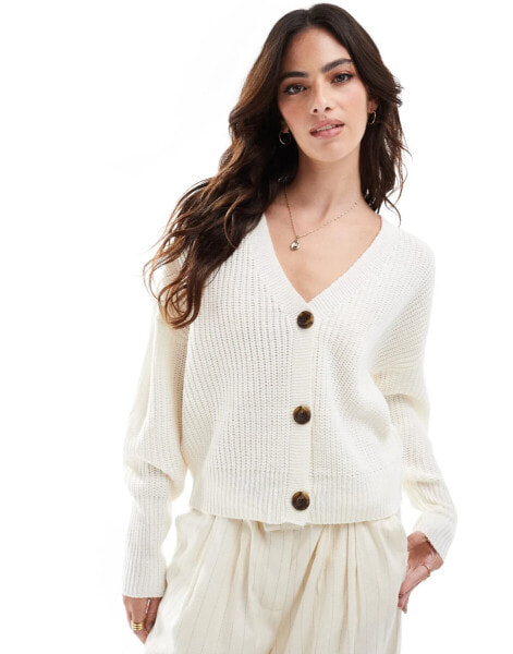 Vero Moda button through chunky rib cardigan in cream