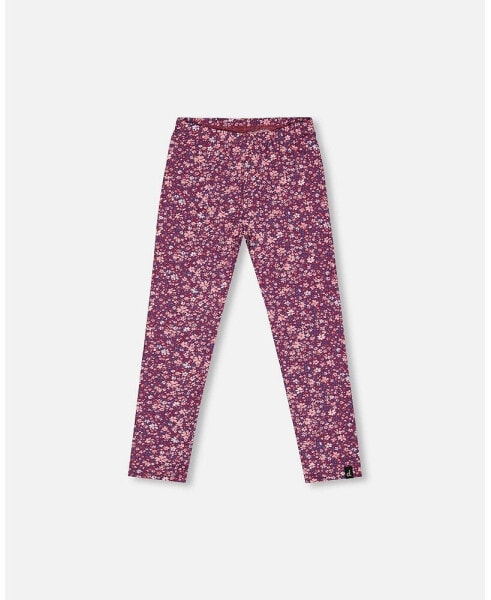 Toddler Girls Stretch Leggings Burgundy Printed Flowers - Toddler|Child