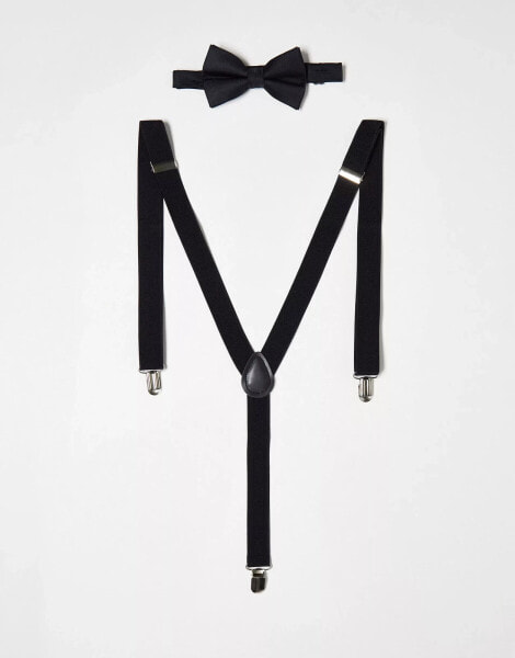 ASOS DESIGN bow tie and braces set in black