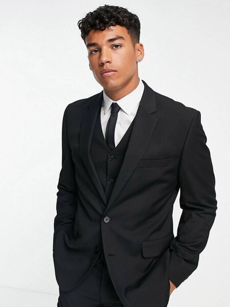 ASOS DESIGN slim suit jacket in black