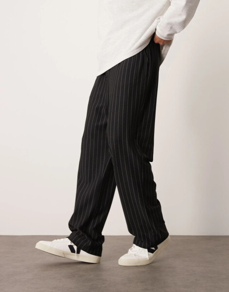 ASOS DESIGN co-ord baggy trousers in black pinstripe