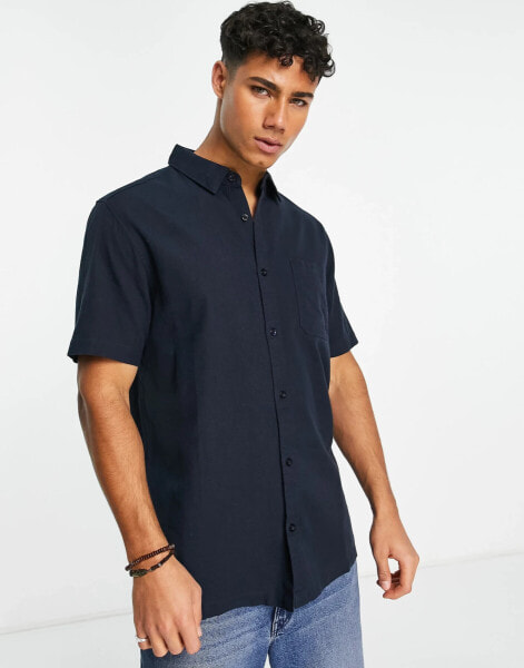 Brave Soul short sleeve pocket shirt in navy