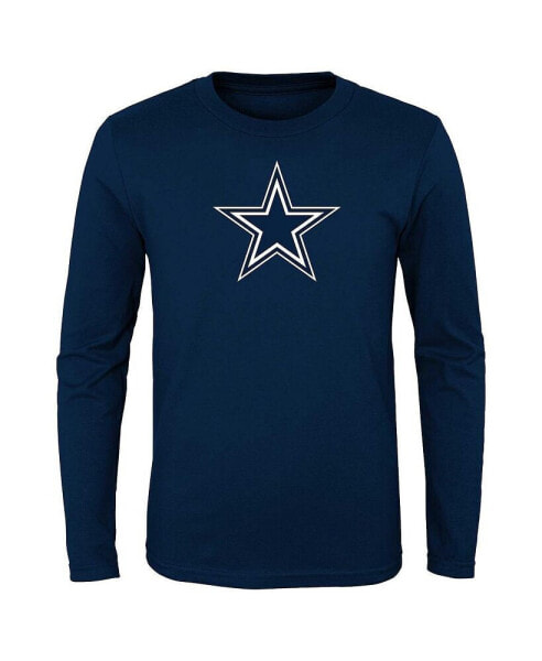 Big Boys Navy Dallas Cowboys Primary Logo Long Sleeve T-shirt