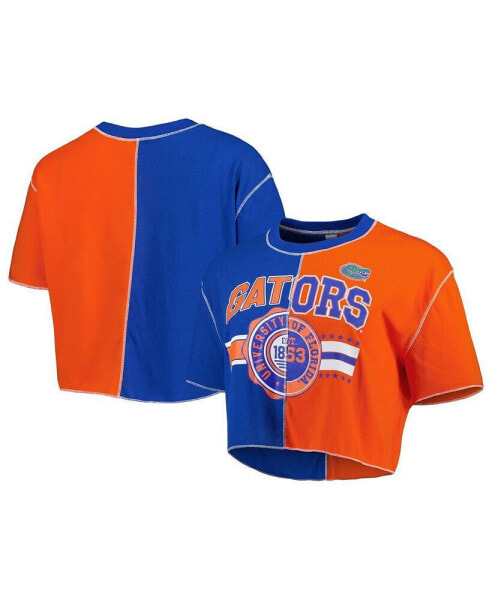 Women's Royal, Orange Florida Gators Colorblock Cropped T-shirt