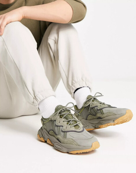 adidas Originals Ozweego trainers in khaki green