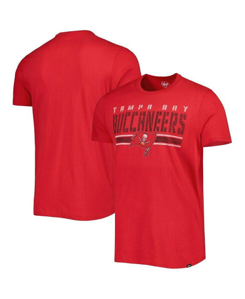 Men's Red Distressed Tampa Bay Buccaneers Team Stripe T-shirt