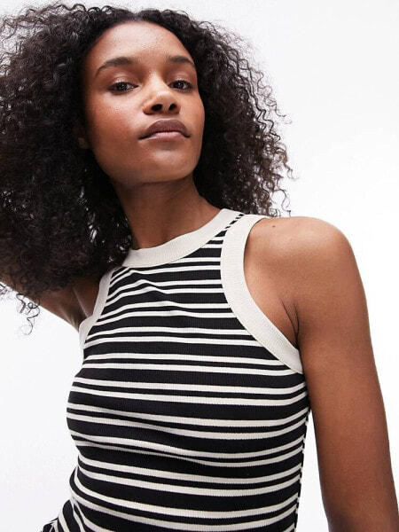 Topshop stripe racer vest in mono