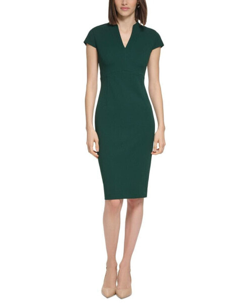 Women's V-Neck Cap Sleeve Sheath Dress