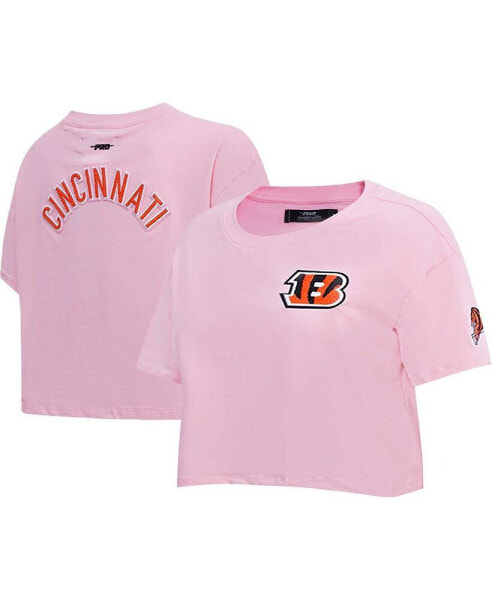 Women's Pink Cincinnati Bengals Cropped Boxy T-shirt