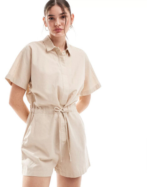 JJXX linen playsuit in beige