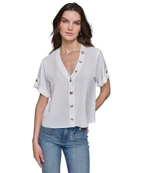 Women's Embellished Short-Sleeve Top