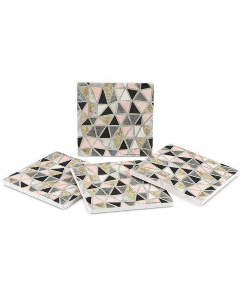 Thirstysone Marbled Geo Blush 4-Pc. Coaster Set