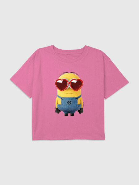 Kids Minions Heart Sunglasses Boxy Crop Tee