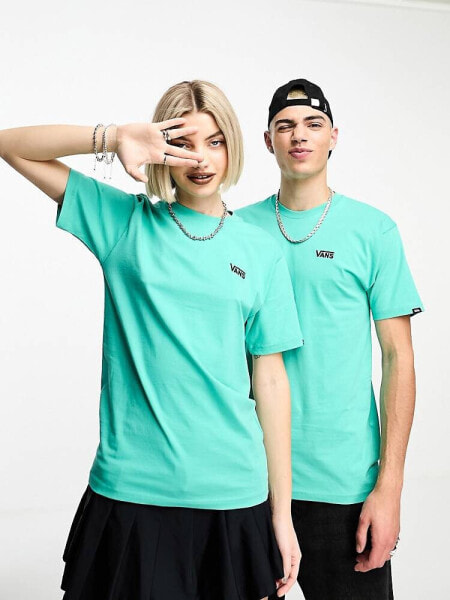 Vans unisex left chest logo t-shirt in turquoise