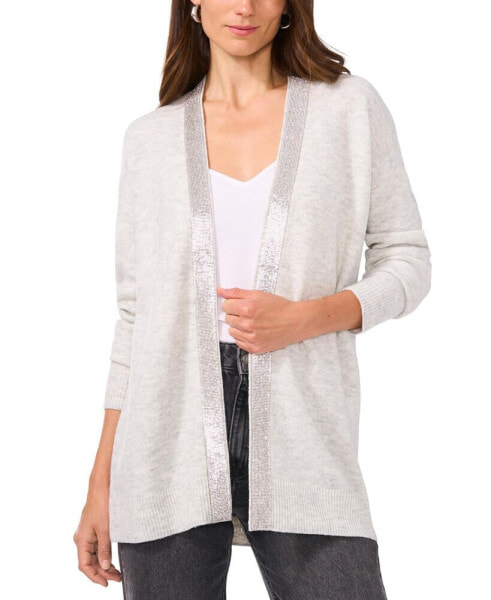 Women's Open-Front Rhinestone-Trim Cardigan