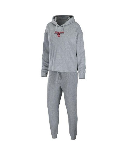 Women's Heather Gray St. Louis Cardinals Logo Pullover Hoodie and Pants Sleep Set