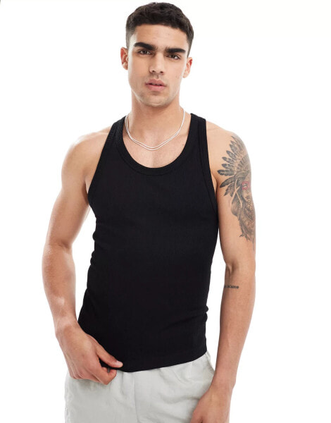 ASOS 4505 Icon seamless rib training racer vest in black