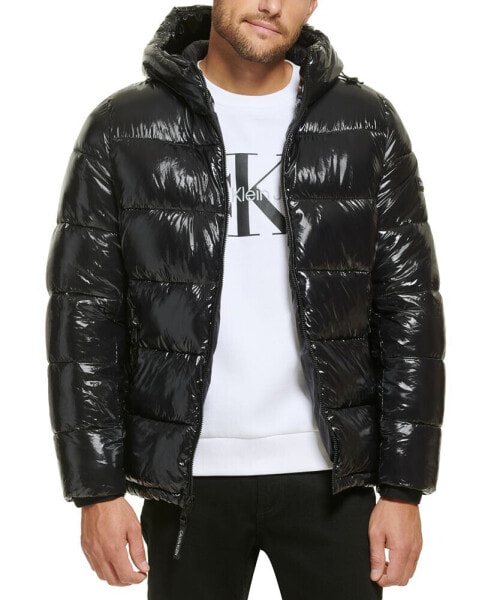 Men's High Shine Hooded Puffer Jacket