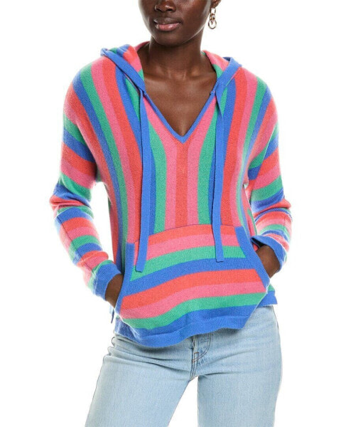 27 Miles Malibu Striped Cashmere Hoodie Women's Pink L