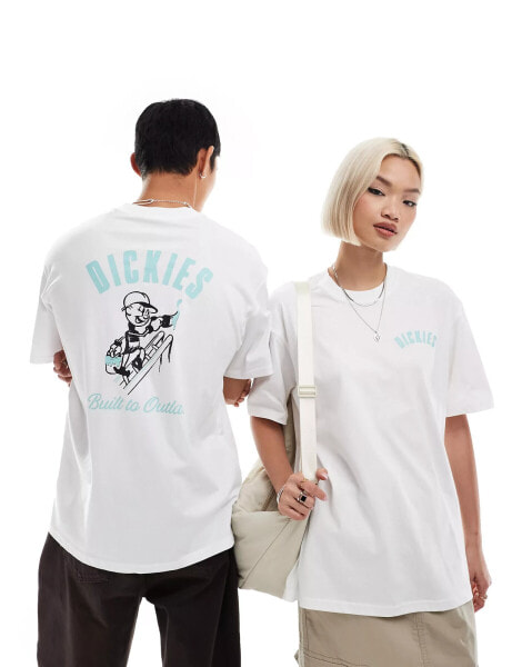 Dickies mclean short sleeve back print t-shirt in white- exclusive to asos