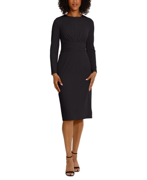 Women's Scuba-Crepe Gathered Midi Dress