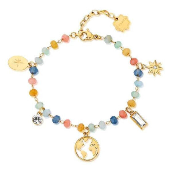 Decent Gold Plated Bracelet with Chakra Beads and Charms BHKB131