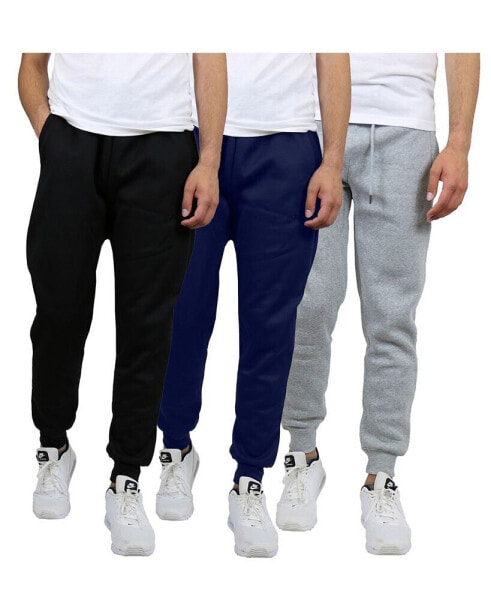 Men's Modern Fit Heavyweight Classic Fleece Jogger Sweatpants- 3 Pack