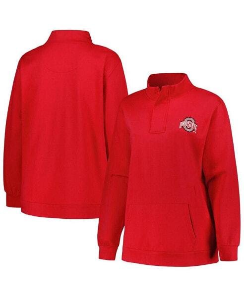 Women's Scarlet Ohio State Buckeyes Plus Size Fleece Quarter-Zip Jacket