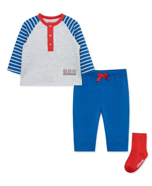 Baby Boys Baseball T-shirt, Jogger Pants and Socks, 3 Piece Set