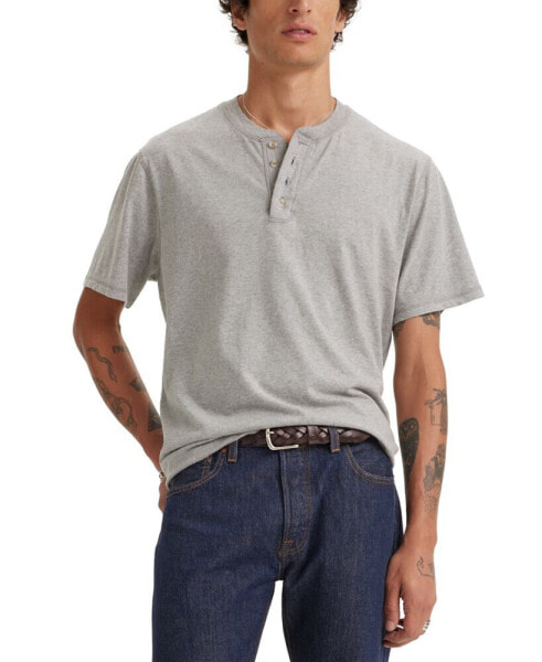 Men's Relaxed-Fit Solid Short-Sleeve Henley