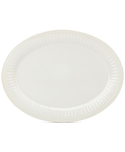 French Perle Groove Collection 16" White Oval Platter