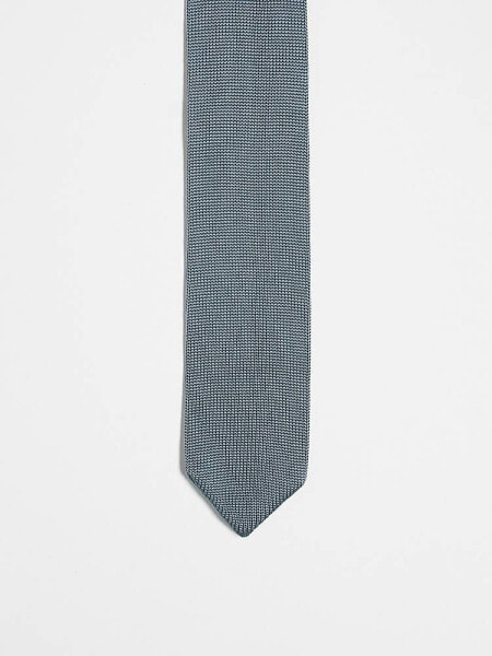 River Island knitted pointed tip tie in blue