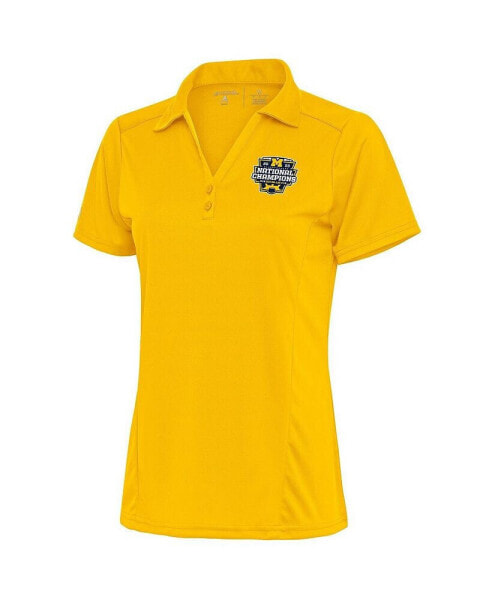 Women's Maize Michigan Wolverines College Football Playoff 2023 National Champions Tribute Polo