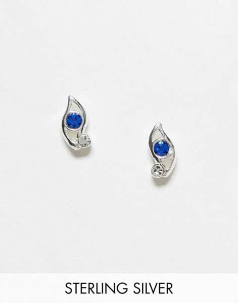 Kingsley Ryan blue gem eye stud earrings in sterling silver