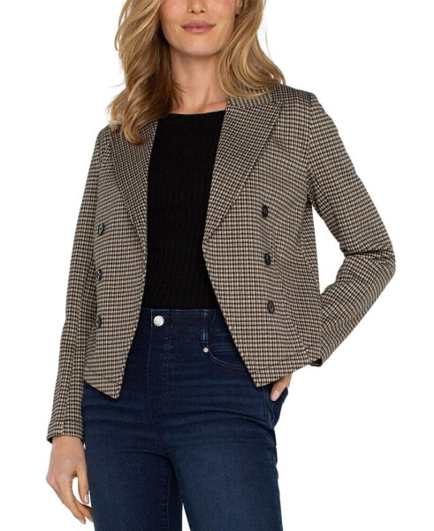 Liverpool Women's Plaid Knit Open-Front Blazer