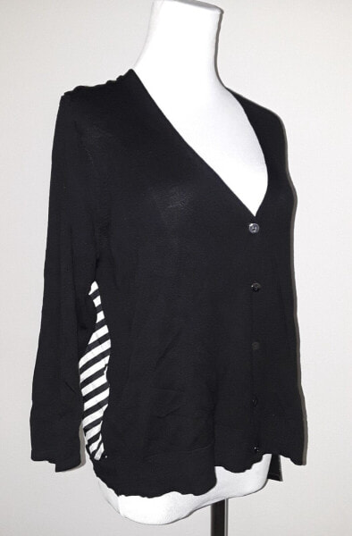 Alfani women's Sweater Long Sleeve Button Down cardigan Black White 0X