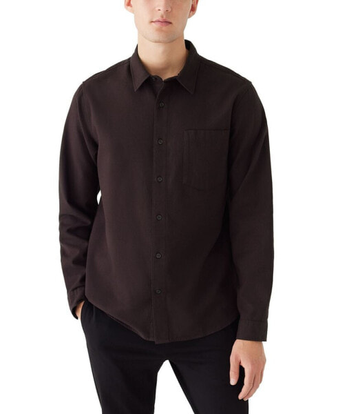 Men's Solid-Color Flannel Button Shirt