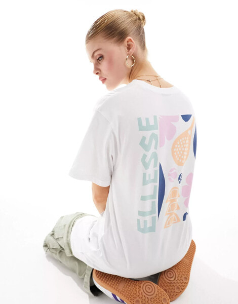 ellesse Fortunata back print t-shirt in white