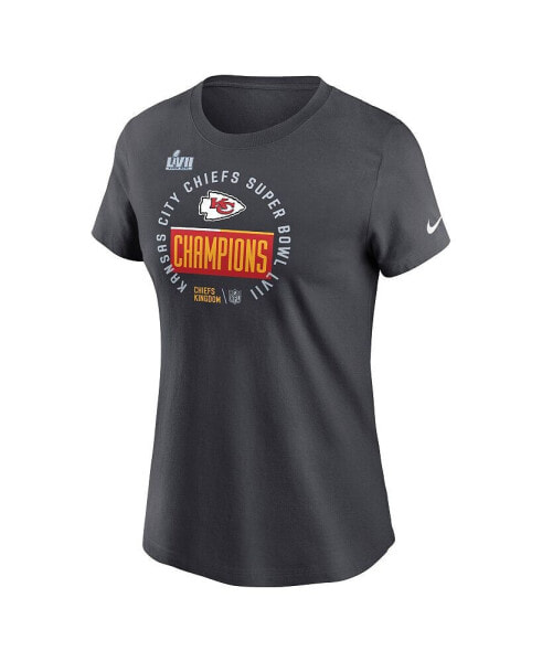 Women's Anthracite Kansas City Chiefs Super Bowl LVII Champions Locker Room Trophy Collection T-shirt