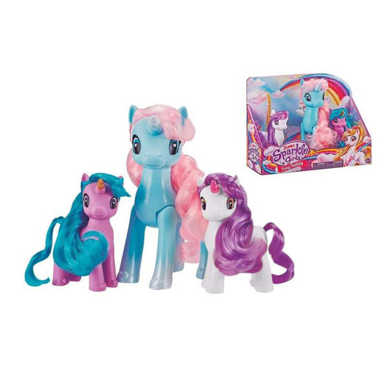 ZURU Set Of 3 Sparkle Girlz Unicorns 18 cm Large And 11 cm Small Figures