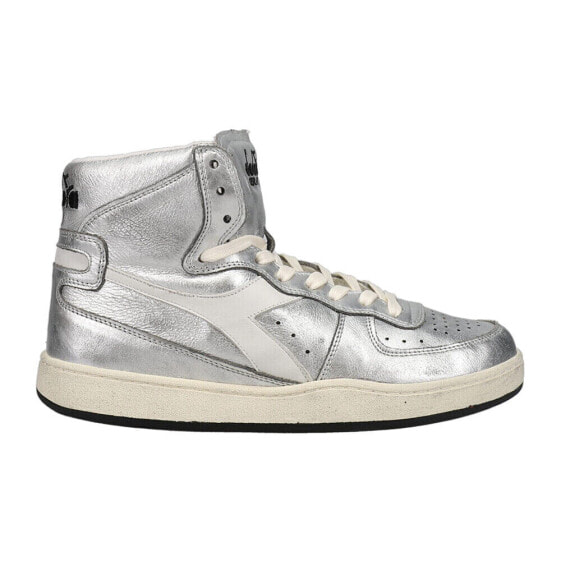 Diadora Mi Basket Metal Used High Top Mens Silver Sneakers Casual Shoes 178539-