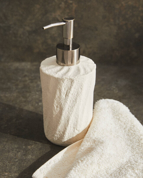 Textured ceramic bathroom soap dispenser