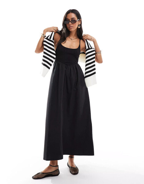 Brave Soul strappy maxi dress in black