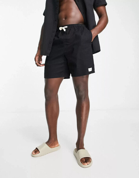 Rhythm classic linen beach short in black